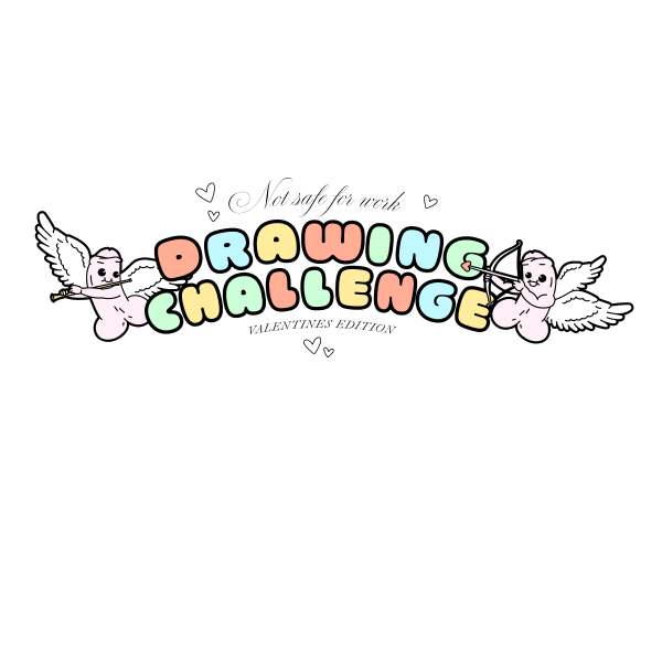 Logo der NSFW Valentine's Drawing Challenge mit zwei phallischen Amoretten, die Pfeile abschießen
