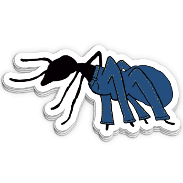 Pile of stickers of the Ant in pants
